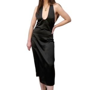 Jason Wu Black Satin Halter Dress